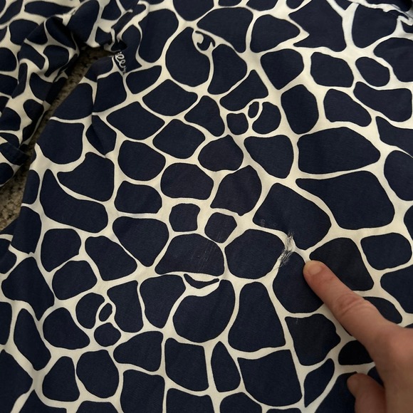 Lilly Pulitzer Dade Shirt Dress 12 Blue White Animal Print Short Sleeve Flaw - Picture 13 of 13